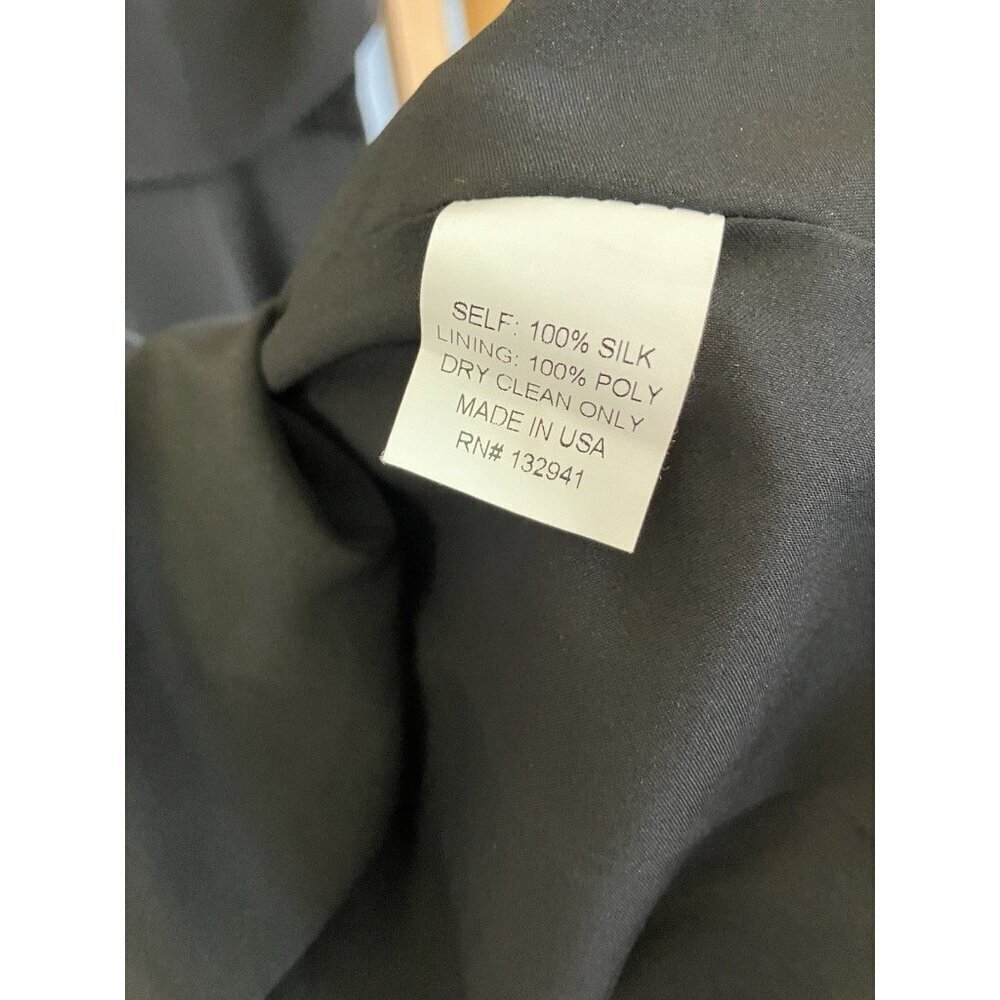 Amanda Uprichard Black Silk Mini Cocktail Dress Short Sleeve Ruffle Front, Small - Picture 10 of 10